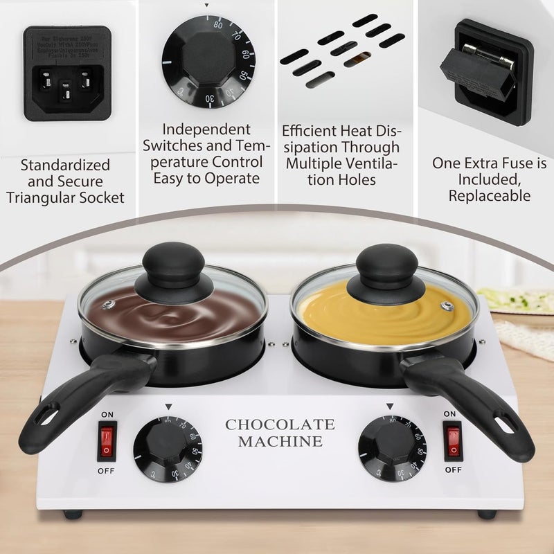 Magula Chocolate Melting Machine Electric Heating Chocolate Tempering Machine Melting Pot Fast and Even Melting Ideal Create for Chocolate,Candy,Butter Making Warming Coffee Milk Wine (Double) - Image 5